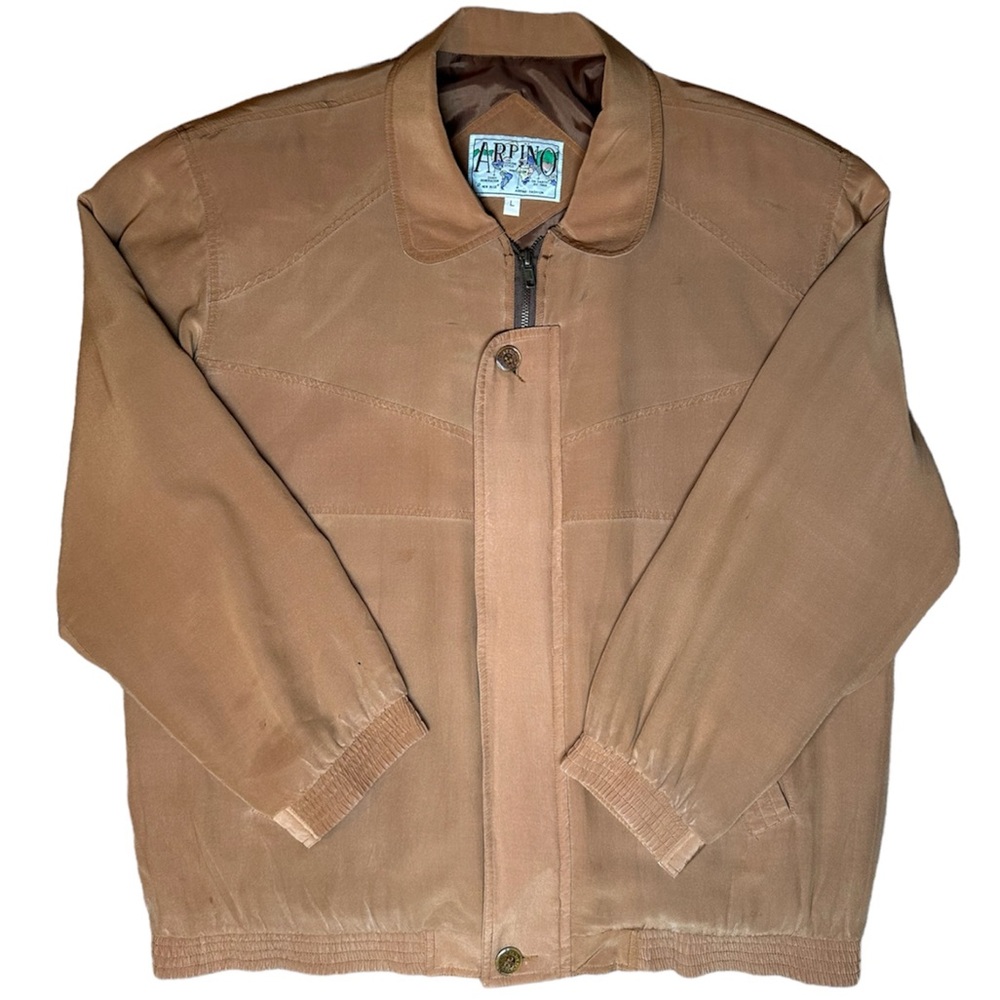 Arpino Men's Tan Lightweight Jacket Shacket Zip Up Casual Coat Size Medium